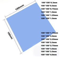 Термо - силиконовый коврик 100x100x0,3 мм ( синий )
