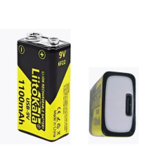 Аккумулятор литий-ионный (Li-Ion) 6F22 (крона) 9V 1100mAh 1604A-BC USB Type-C Аккумулятор литий-ионный (Li-Ion) 6F22 (крона) 9V 1100mAh 1604A-BC USB Type-C