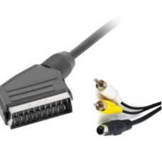Шнур штекер Скарт - 2 штекера RCA + штекер S-VHS 1,8 м Шнур штекер Скарт - 2 штекера RCA + штекер S-VHS 1,8 м