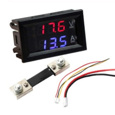 Вольтамперметр 0.56" 100VDC 100A DC ( красный-синий )