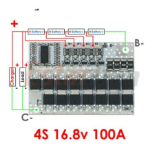 Контроллер заряда Li-ion аккумулятора BMS 4S 100A 14,8V Контроллер заряда Li-ion аккумулятора BMS 4S 100A 14,8V