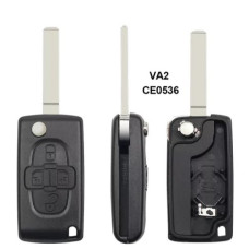 Корпус ключа CITROEN / Peugeot 4 кнопки ( жало VA2 ) ( батарейка на корпусе )