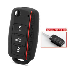 Чехол для VW VOLKSWAGEN 3кн Caddy Sharan Bora Passat (силиконовый) черный-красный Чехол для VW VOLKSWAGEN 3кн Caddy Sharan Bora Passat (силиконовый) черный-красный