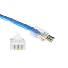 Штекер 8P8C  ( RJ-45 ) на кабель сквозной ( CAT6A )