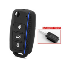 Чехол для VW VOLKSWAGEN 3кн Caddy Sharan Bora Passat (силиконовый) черный-синий Чехол для VW VOLKSWAGEN 3кн Caddy Sharan Bora Passat (силиконовый) черный-синий