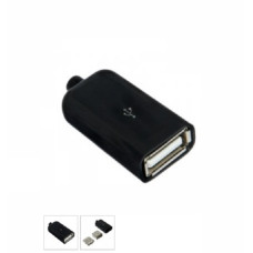 Гнездо USB-A на кабель в оболочке ( черное ) глянцевое Гнездо USB-A на кабель в оболочке ( черное ) глянцевое