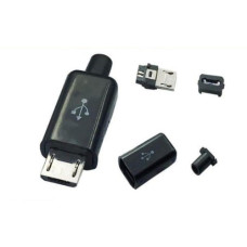 Штекер USB micro (5 pin) на кабель (в оболочке) черный Штекер USB micro (5 pin) на кабель (в оболочке) черный