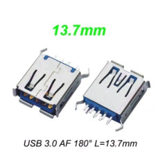Гнездо USB-A-AF 3.0 L=13,7мм 180° Гнездо USB-A-AF 3.0 L=13,7мм 180°