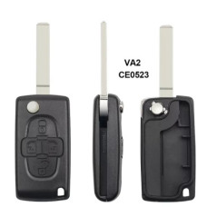 Корпус ключа CITROEN / Peugeot 4 кнопки ( жало VA2 ) ( батарейка на плате )
