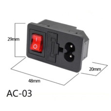 Штекер 220V монтаж. с выкл. и предохр. ( IEC320 С8 ) AC-03 Штекер 220V монтаж. с выкл. и предохр. ( IEC320 С8 ) AC-03