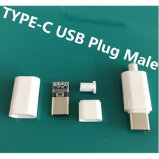 Штекер USB Type-C на кабель (в оболочке) белый Штекер USB Type-C на кабель (в оболочке) белый