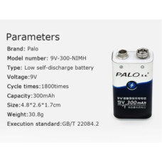 Аккумулятор 6F22 (крона) 9V 300mAh