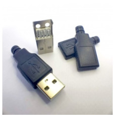 Штекер USB-A на кабель ( в оболочке ) черный вид 1 Штекер USB-A на кабель ( в оболочке ) черный вид 1