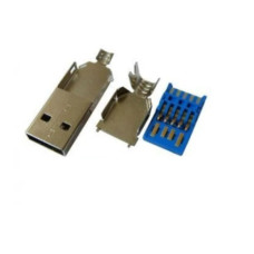Штекер USB-A 3.0 на кабель 9 pin Штекер USB-A 3.0 на кабель 9 pin