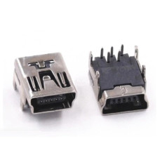 Гнездо USB мини 5 pin монтажное ( угловое ) Гнездо USB мини 5 pin монтажное ( угловое )