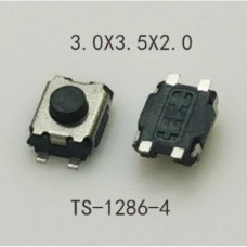 Кнопка тактовая h=2,0мм smd 3x3,5x2,0мм черепаха 4pin ( TS-1286M-4 ) Кнопка тактовая h=2,0мм smd 3x3,5x2,0мм черепаха 4pin ( TS-1286M-4 )