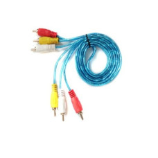Шнур 3 штекера RCA - 3 штекера RCA  3 м синий