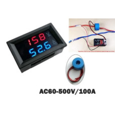 Вольтамперметр 0.56" AC 500VAC 100A  AC ( красный-синий )