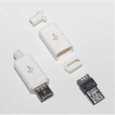 Штекер USB micro (5 pin) на кабель (в оболочке) белый Штекер USB micro (5 pin) на кабель (в оболочке) белый