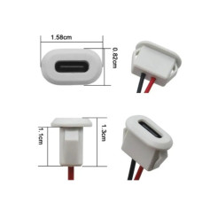 Гнездо USB Type-C 2pin с кабелем ( белый ) Гнездо USB Type-C 2pin с кабелем ( белый )