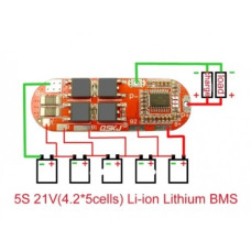 Контроллер заряда Li-ion аккумулятора BMS 5S 25A 18,5V (21V) Контроллер заряда Li-ion аккумулятора BMS 5S 25A 18,5V (21V)