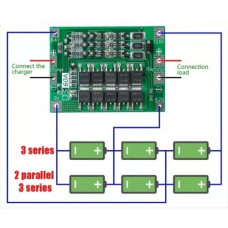 Контроллер заряда Li-ion аккумулятора BMS 3S  60A 12V Balanced