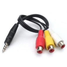 Шнур штекер 3,5мм 4pin - 3 гнезда RCA 100 мм Шнур штекер 3,5мм 4pin - 3 гнезда RCA 100 мм