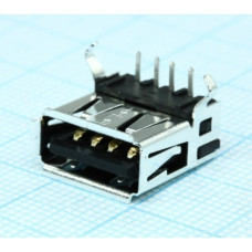 Гнездо USB-A-1J угловое черное Гнездо USB-A-1J угловое черное
