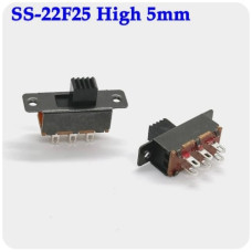 Перекл движковый 2 пол. SS-22F25 (2P2T) X-5mm Перекл движковый 2 пол. SS-22F25 (2P2T) X-5mm