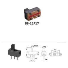 Переключатель движковый 2 положения SS-12F17 (1P2T) X-3mm Переключатель движковый 2 положения SS-12F17 (1P2T) X-3mm