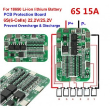 Контроллер заряда Li-ion аккумулятора BMS 6S 15A 18,5V (21V) Контроллер заряда Li-ion аккумулятора BMS 6S 15A 18,5V (21V)