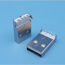 Штекер USB-A (4 pin) на плату угол с метал. креплением Штекер USB-A (4 pin) на плату угол с метал. креплением