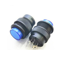 Кнопка 220В 4н. круглая (с подсв.) 3А  R16-503BD-B  синяя Б/Ф