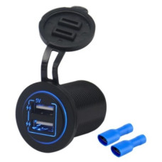 Зарядное устройство 12-24VDC 2x5VDC USB авто круглый