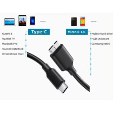 Шнур штекер USB Type-C - штекер micro USB type B ( version 3.0 ) 0,3m Шнур штекер USB Type-C - штекер micro USB type B ( version 3.0 ) 0,3m