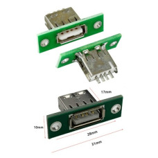 Гнездо USB-A-1JS прямое с креплением на корпус Гнездо USB-A-1JS прямое с креплением на корпус