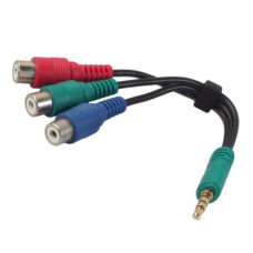 Шнур штекер 3,5мм 4pin - 3 гнезда RCA 120мм Шнур штекер 3,5мм 4pin - 3 гнезда RCA 120мм