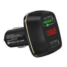 Зарядное устройство 12-24VDC 2x5VDC 3000mA в прикуриватель с вольтметром