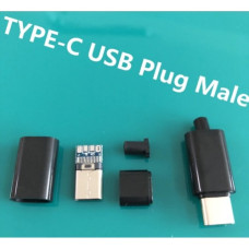 Штекер USB Type-C на кабель (в оболочке) черный Штекер USB Type-C на кабель (в оболочке) черный