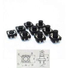 Кнопка тактовая TC-12EF 12х12 h=4,3мм Кнопка тактовая TC-12EF 12х12 h=4,3мм