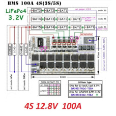 Контроллер заряда LiFePO4 аккумулятора BMS 4S 12,8V 100А Контроллер заряда LiFePO4 аккумулятора BMS 4S 12,8V 100А