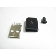 Штекер USB-A на кабель ( в оболочке ) черный Штекер USB-A на кабель ( в оболочке ) черный