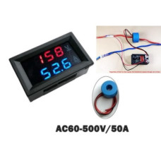 Вольтамперметр 0.56" AC 500VAC 50A AC ( красный-синий ) Вольтамперметр 0.56" AC 500VAC 50A AC ( красный-синий )