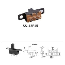 Переключатель движковый 2 положения SS-12F15 (1P2T) X-5mm Переключатель движковый 2 положения SS-12F15 (1P2T) X-5mm