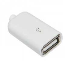 Гнездо USB-A на кабель в оболочке ( белое ) глянцевое Гнездо USB-A на кабель в оболочке ( белое ) глянцевое