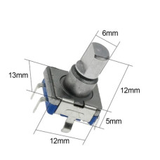Энкодер EC11 5 Pin ( 12мм мет. лыска ) пол оборота Энкодер EC11 5 Pin ( 12мм мет. лыска ) пол оборота