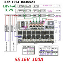 Контроллер заряда LiFePO4 аккумулятора BMS 5S 16V 100А Контроллер заряда LiFePO4 аккумулятора BMS 5S 16V 100А