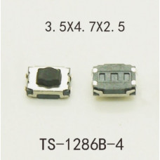 Кнопка тактовая h=2,5мм smd 3,5x4,7x2,5мм черепаха 4pin ( TS-1286B-4 ) Кнопка тактовая h=2,5мм smd 3,5x4,7x2,5мм черепаха 4pin ( TS-1286B-4 )