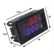 Вольтамперметр 0.56" 100VDC 100A DC ( красный-синий ) без шунта