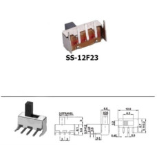 Переключатель движковый 2 положения SS-12F23 (1P2T) X-3mm Переключатель движковый 2 положения SS-12F23 (1P2T) X-3mm